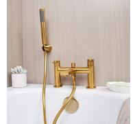 Flode Eslov Bath Shower Mixer Tap Includes Handset And Holder - Brushed Brass