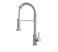 Flode Fjadra | Kitchen Sink Mixer Tap with Pull-Out Pull Down Hose and Spray Head | Pull Down Sprayer 360° Swivel | Single Handle Tap with Cold and Hot (Round Head Chrome)