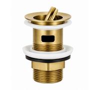 Flode Flip-Top Click-Clack Basin Waste - Brushed Brass - Stainless Steel - G1 1/4" Connection - Slotted