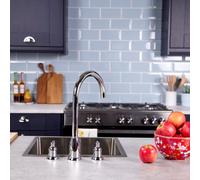 Flode Flöde Narvik - Dual Lever 3 Hole Kitchen Tap - Chrome Finish