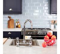 Flode Klas Traditional Bridge Style 3 In 1 Instant Boiling Tap Black Ceramic Levers Polished Chrome Finish