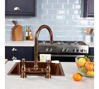Flode Klas Traditional Bridge Style 3 In 1 Instant Boiling Tap White Ceramic Levers Brushed Copper Finish