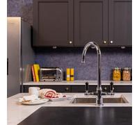 Flode Korsa | 3 in 1 Instant Boiling Tap - Full Kit | Black Ceramic Levers | 3 in 1 Boiling Water tap with Boiling Tank and Filter - Instant hot Boiling Water in Your Kitchen (Polished Chrome)