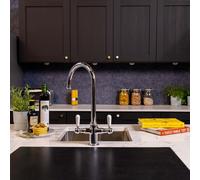 Flode Korsa | 3 in 1 Instant Boiling Tap - Full Kit | White Ceramic Levers | 3 in 1 Boiling Water tap with Boiling Tank and Filter - Instant hot Boiling Water in Your Kitchen (Polished Chrome)