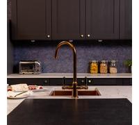 Flode Korsa Traditional Cruciform Style 3 In 1 Instant Boiling Tap Black Ceramic Levers Brushed Copper Finish