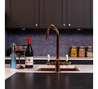 Flode Korsa Traditional Cruciform Style 3 In 1 Instant Boiling Tap White Ceramic Levers Brushed Copper Finish