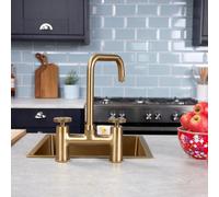 Flode Kraft Industrial Bridge Style 3 In 1 Instant Boiling Tap Brushed Brass Finish