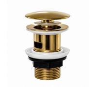 Flode Mushroom Push Button Click-Clack Basin Waste - Brushed Brass - Stainless Steel - G1 1/4" Connection - Unslotted