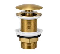 Flode Mushroom Push Button Click-Clack Basin Waste - Brushed Brass - Stainless Steel - G1 1/4" Connection - Unslotted