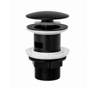 Flode Mushroom Push Button Click-Clack Basin Waste - Matt Black - Stainless Steel - Slotted, G1 1/4