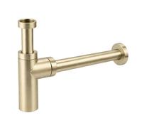 Flode Porto Cylinder-Style Adjustable Bottle Trap - Brushed Brass - 32mm - Basin Waste - Compression - Polypropylene