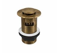 Flode Push Button Click-Clack Basin Waste, Antique Brass, Stainless Steel, Slotted, G1 1/4"
