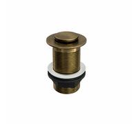 Flode Push Button Click-Clack Basin Waste, Antique Brass, Unslotted, Stainless Steel, G1 1/4" Connection