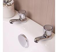 Flode Ramberget Bath Pillar Taps With Dome Head Polished Chrome Finish