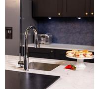 Flode Runda Kitchen Sink Mixer With Pull Out Spray Chrome Oval Head