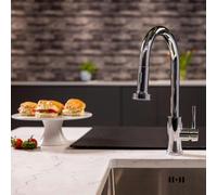 Flode Runda | Kitchen Sink Mixer with Pull out Spray | Chrome | Round Head - Polished Chrome