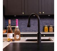 Flode Runda | Kitchen Sink Mixer with Pull out Spray | Matt Black | Oval Head - Black