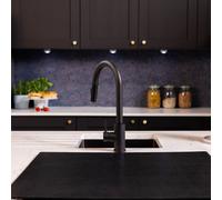 Flode Runda Kitchen Sink Mixer With Pull Out Spray Matt Black Square Head