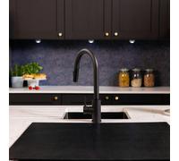 Flode Runda | Kitchen Sink Mixer with Pull out Spray | Matt Black | Square Head - Black