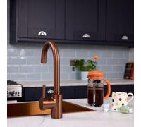 flöde Solo | Single Lever 3 in 1 Instant Boiling Tap - Full Kit | 3 in 1 Boiling Water tap with Boiling Tank and Filter - Instant hot Boiling Water in Your Kitchen (Brushed Copper)