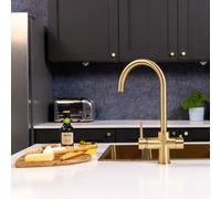 Flode Svan 3 In 1 Instant Boiling Hot Water Tap Brushed Brass Finish