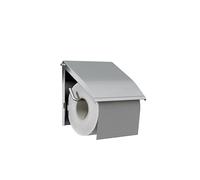 Flode Toilet Roll Holder with Cover - Polished Chrome Wall Mounted Toilet Paper Holder Compact Modern Bathroom Accessory for Home & Commercial Use