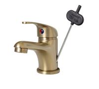 Flode Top Fix Loop Mono Basin Mixer Tap Brushed Brass Bathroom Tap Patented Top Fix Technology Easy Install, Single Lever Tap