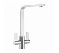 Flode Top-Fix Rena Twin Lever Kitchen Mixer Tap - Quick Install - Chrome - Swivel Spout - Deck-Mounted - Top Fix Installation