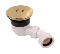 Flode Top Fix Shower Waste Brushed Brass Easy Install Shower Tray Waste With Patented Top Fix Technology Fast Fit, Bathroom Drain