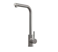 Flode Top Fix Vito L-Neck Kitchen Mixer Tap - Brushed Steel, Deck-Mounted, Top-Fix Installation