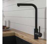 Flode Top Fix Vito L Neck Kitchen Mixer Tap Matt Black Easy Top Fix Installation From Above Modern Single Lever Kitchen Faucett