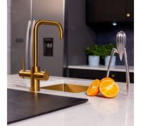 Flode TRE Kitchen Boiling Hot Water Tap - 3-in-1 Instant Hot Boiling Water Tap Kit with Boiler and Filter - Boiling Hot Water Tap (Brushed Gold)