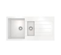 Flode Vanern 1.5 Bowl Comite Kitchen Sink & Drainer Inset 1000mm X 500mm Strainer Wastes Supplied Matt White Finish