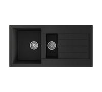 Flode Vanern 1.5 Bowl Comite Kitchen Sink Inset With Drainer 1000mm X 500mm Strainer Wastes Supplied Matt Black Finish