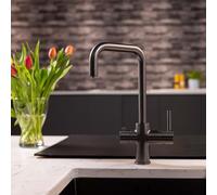 Flode Vier 4 in 1 Boiling Water Tap Full Kit - Tank & Filter | Instant Boiling, Filtered Cold, Mains Hot & Cold Water | Full Kit with 2.4L Boiler Unit & Filter | Instant Hot 4 in 1 tap (Matt Black)