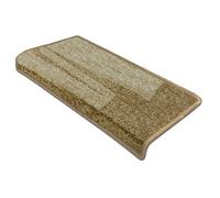 FLODI. Pattern Carpeted Stair Tread Mats, Via Veneto, Set of 15 Pieces, Self Adhesive Anti Slip Staircase Carpet Step Mats Stair Runner (Beige, Rectangular - 23 x 65 cm)