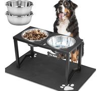 Flodomix Elevated Dog Bowls, Metal Raised Dog Bowl Stand with Two Thick 111Oz Capacity Stainless Steel Food Bowls & Non-Slip Mat - 14" Tall for Large/Extra Large Breeds