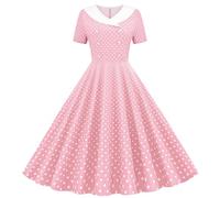 Flodxo 1950S Dresses for Girls Vintage Retro Rockabilly Polka Dot Floral Swing Skater Party Evening 50S 60S Pinup Audrey Hepburn Dress Elegant Casual Going Out Outfits for Cocktail 5-14 Years Pink