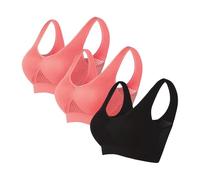 Flodxo 3 Pack Sports Bras for Women UK Push Up Seamless Bra Wireless Ladies Full Coverage Bralette Workout Running Gym Crop Top Solid Yoga Bra Non Wired Comfy Bras for Fitness Jogging Black 5XL