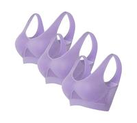 Flodxo 3 Pack Sports Bras Women Multipack High Support Running Wireless Bras Plus Size Minimiser Bra Non Wired Push Up T-Shirt Bra Full Coverage Gym Yoga Crop Tops with Removable Pads Purple XXL