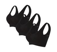 Flodxo 3 Pack Sports Bras Women Multipack High Support Running Wireless Bras Plus Size Minimiser Bra Non Wired Push Up T-Shirt Bra Full Coverage Gym Yoga Crop Tops with Removable Pads Black M