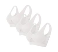 Flodxo 3 Pack Sports Bras Womens Push Up Wirefree Yoga Bra with Removable Pads Summer Mesh Breathable Comfort Bras Multipack Seamless Bra Vest Crop Tops for Yoga Running Jogging Gym White 4XL