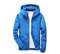 Flodxo Boys Girls Rain Jacket Waterproof Windbreaker Lightweight Rain Jackets with Pockets Packable Raincoats for Kids with Hood Solid Full Zip Button Down Rain-Coats Preppy Clothes Blue 7-8Y