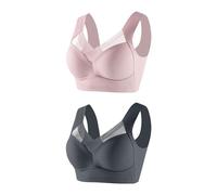 Flodxo Bras for Women 2PC Plus Size Wireless Seamless Bras Soft Comfort Everyday Bras Full Coverage Push Up Sports Bra Nude Bralette Back Support Bra Sleep Gym Bra Tops Grey XL