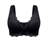 Flodxo Bras for Women Non Wired Front Fastening Bras Plus Size Push Up Lace Wireless Bralettes High Impact Comfort Seamless T Shirt Full Coverage Underwear Yoga Fitness Sports Bralette Black 8XL