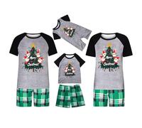 Flodxo Christmas Pajamas for Family Short Sleeve Matching Pjs Sets Cute Xmas Tree Gnomes Print Holiday Home Party Family Sleepwear Set for Holiday Loungewear for Couples Kids Baby Green 6 Years
