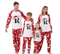 Flodxo Christmas Pyjamas for Family Of 4-Family Matching Pajamas,Christmas Pjs,Womens Pjs Sets,A-Z Letters,Funny,Cute Xmas Print,Loungewear,Nightwear,Pyjamas,Red,M