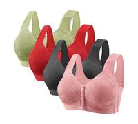 Flodxo Comfy Bras for Women UK Plus Size Button Front Supportive Bras No Wire Full Support Tshirts Bra Push Up Front Closure Comfortable Bra for Older Ladies Wireless Sleep Bralette Size 44
