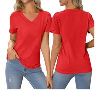 Flodxo Customised T Shirt Front and Back Women Personalised T Shirt with Text and Image Create Your Own Custom Tops Company Work School Logo Letter Uniform Red XXL