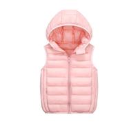 Flodxo Down Puffer Gilet Kids Girls Boys Hooded Warm Padded Vest Lightweight Windproof Warm Sleeveless Jacket Outwear Thermal Zip Up Body Warmer Children Zipper Waistcoat Age 3-14Y Pink
